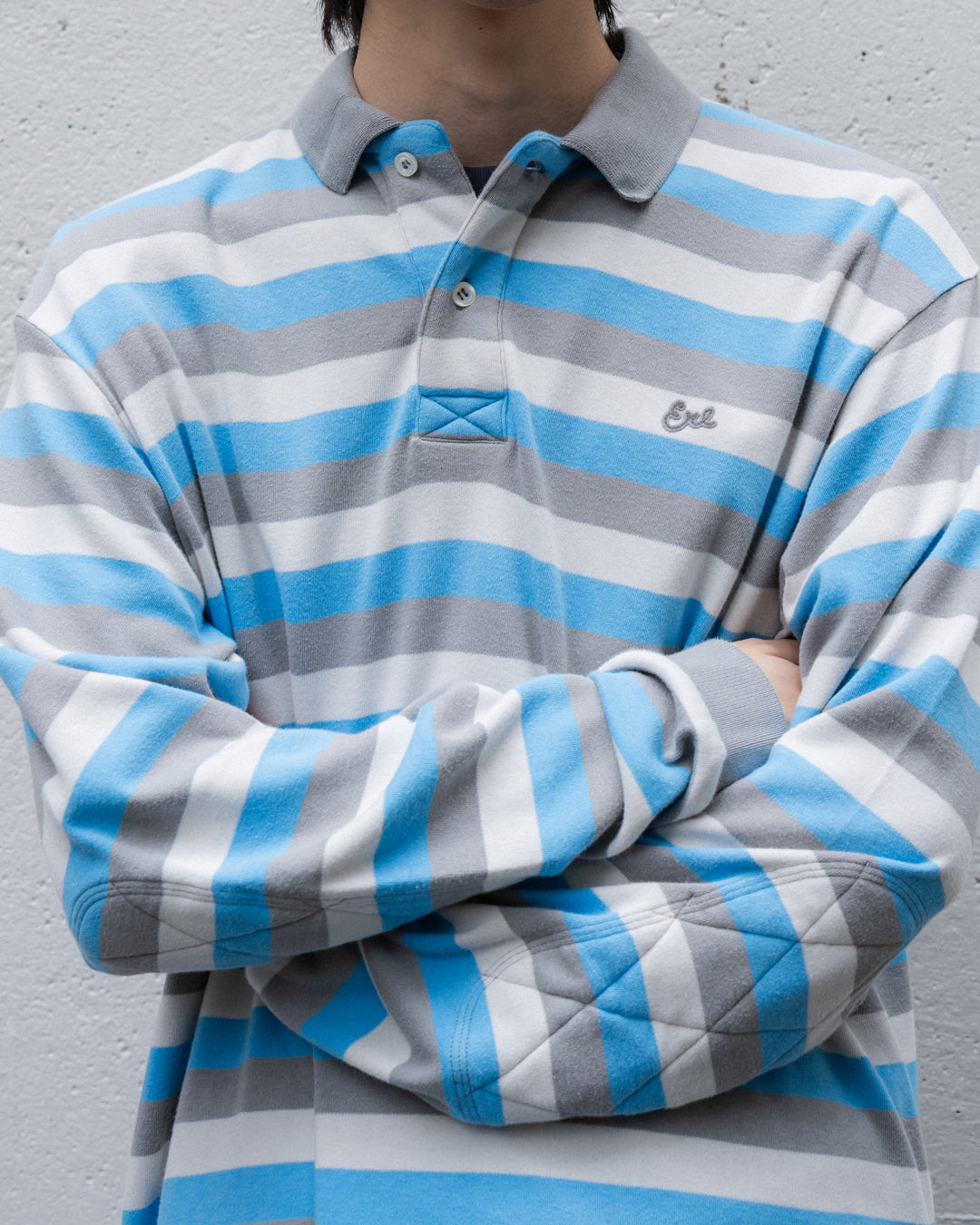 UNISEX STRIPED LONG SLEEVE POLO KNIT MULTI