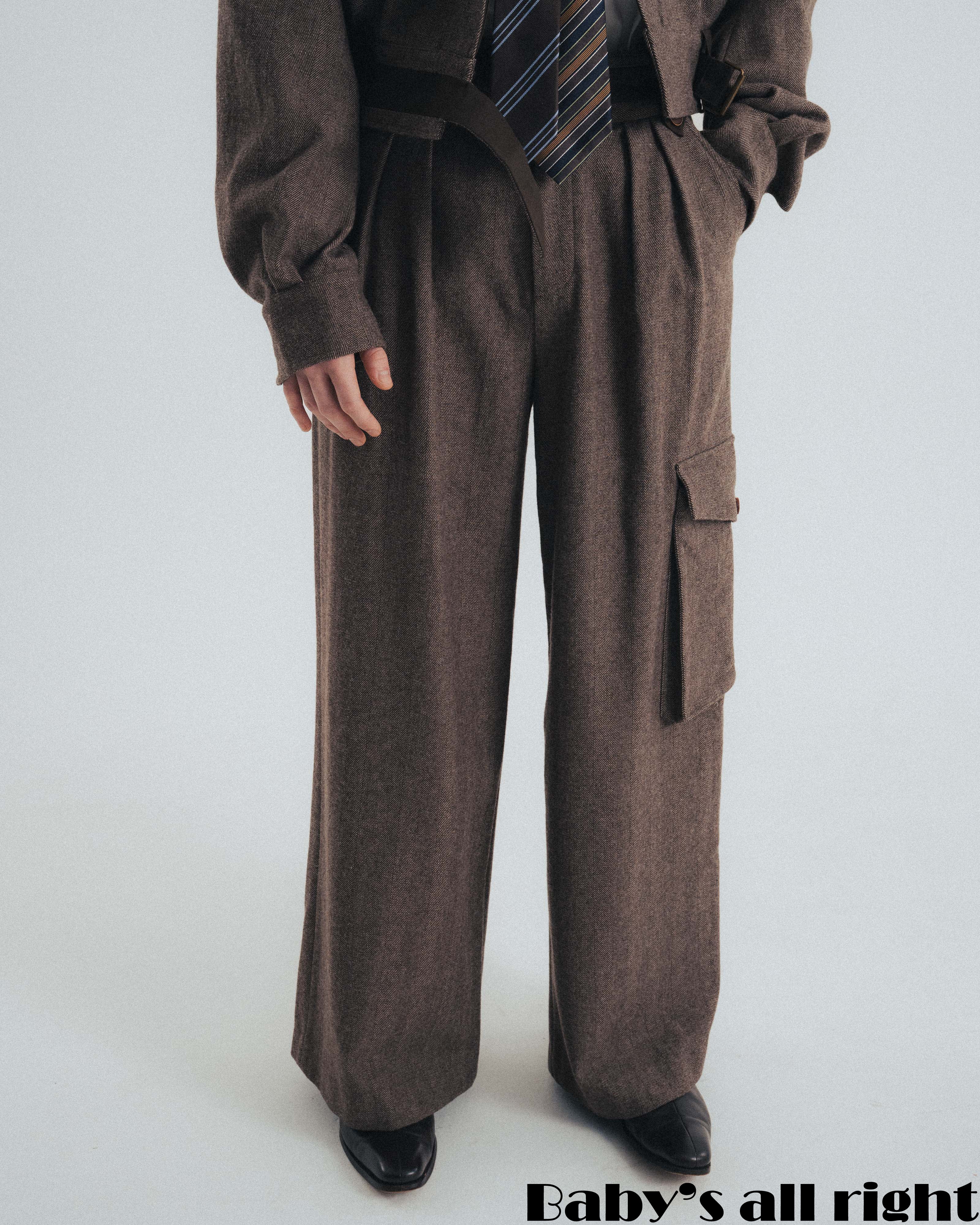HERRINGBONE MILITARY TROUSERS