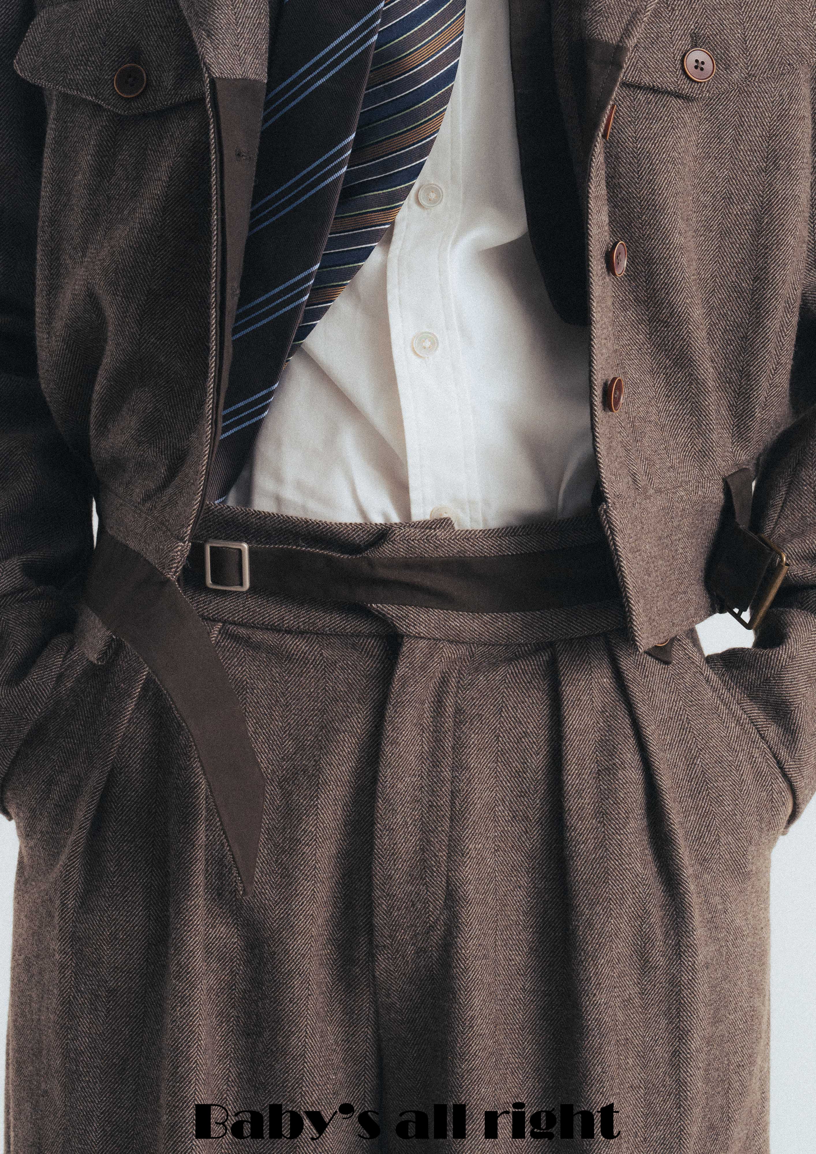 HERRINGBONE MILITARY TROUSERS