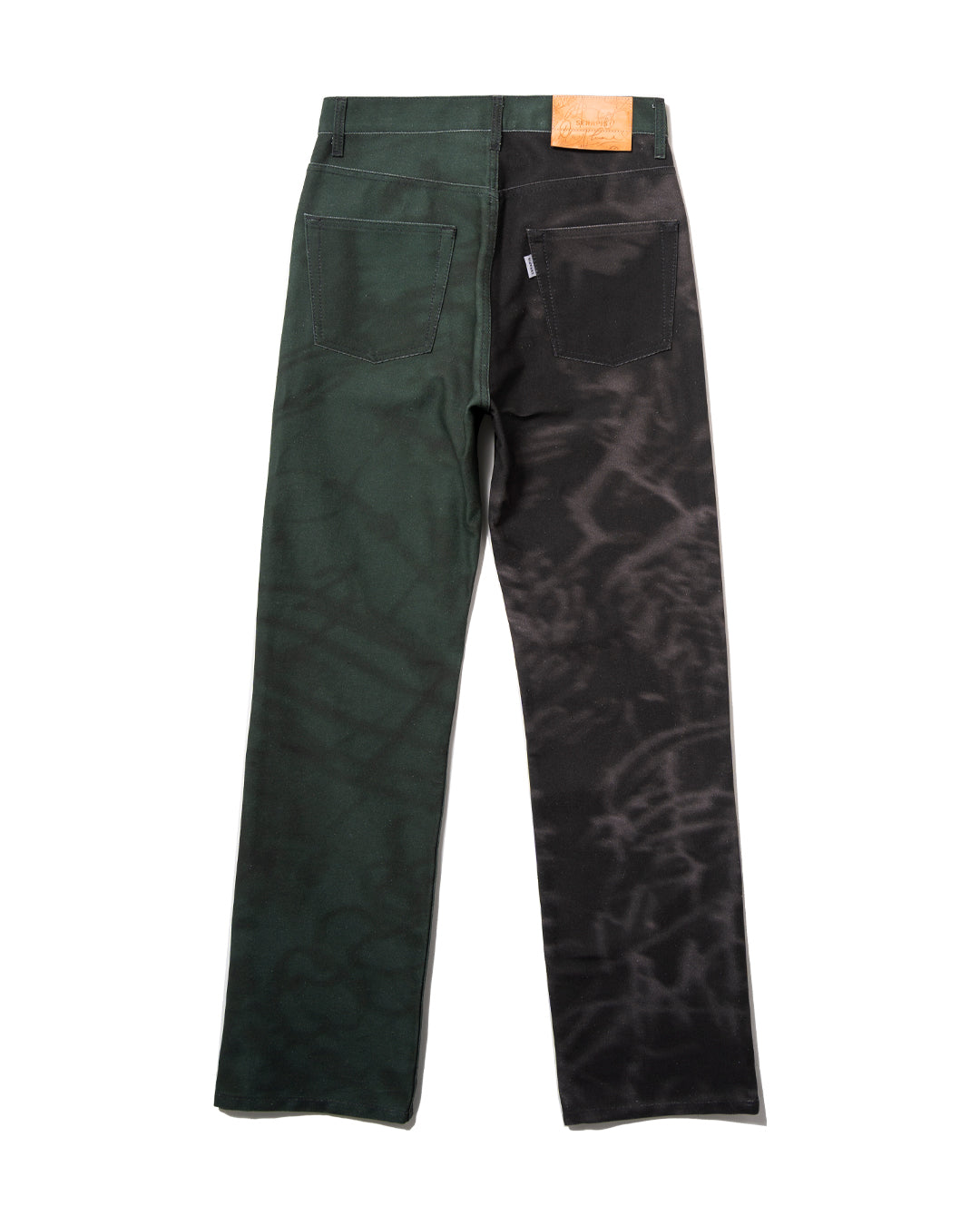 GREEN AND BLACK SPLIT DRAWINGS JEANS
