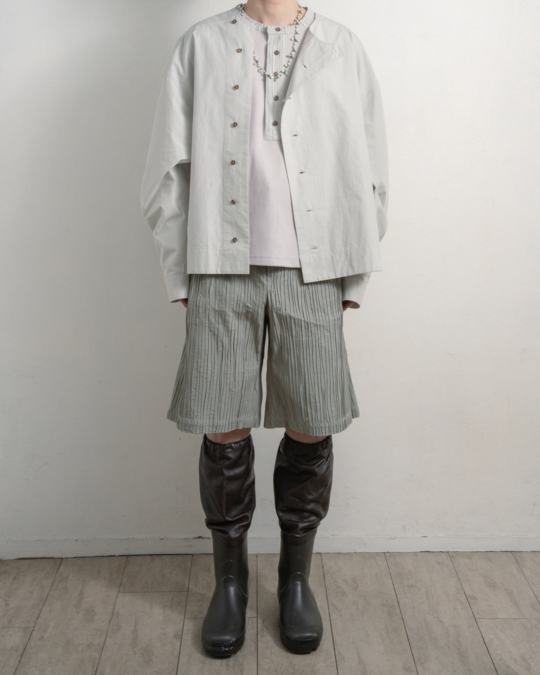 ASYMETRIC COLLARLESS POPLIN SHIRT (SVB)