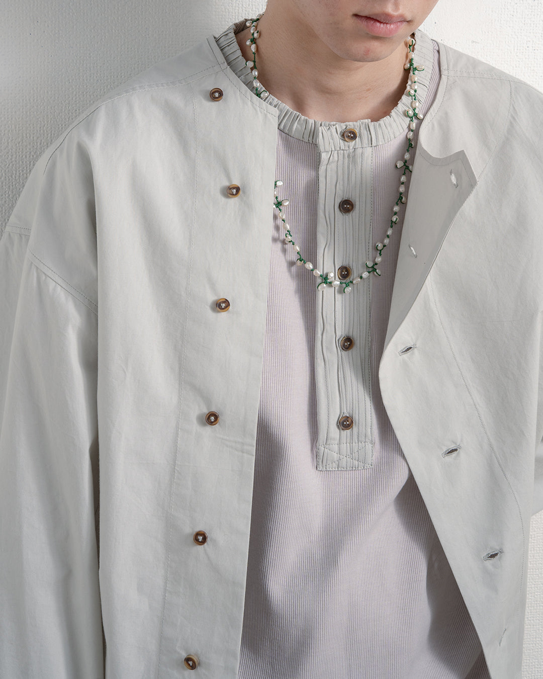 ASYMETRIC COLLARLESS POPLIN SHIRT (SVB)