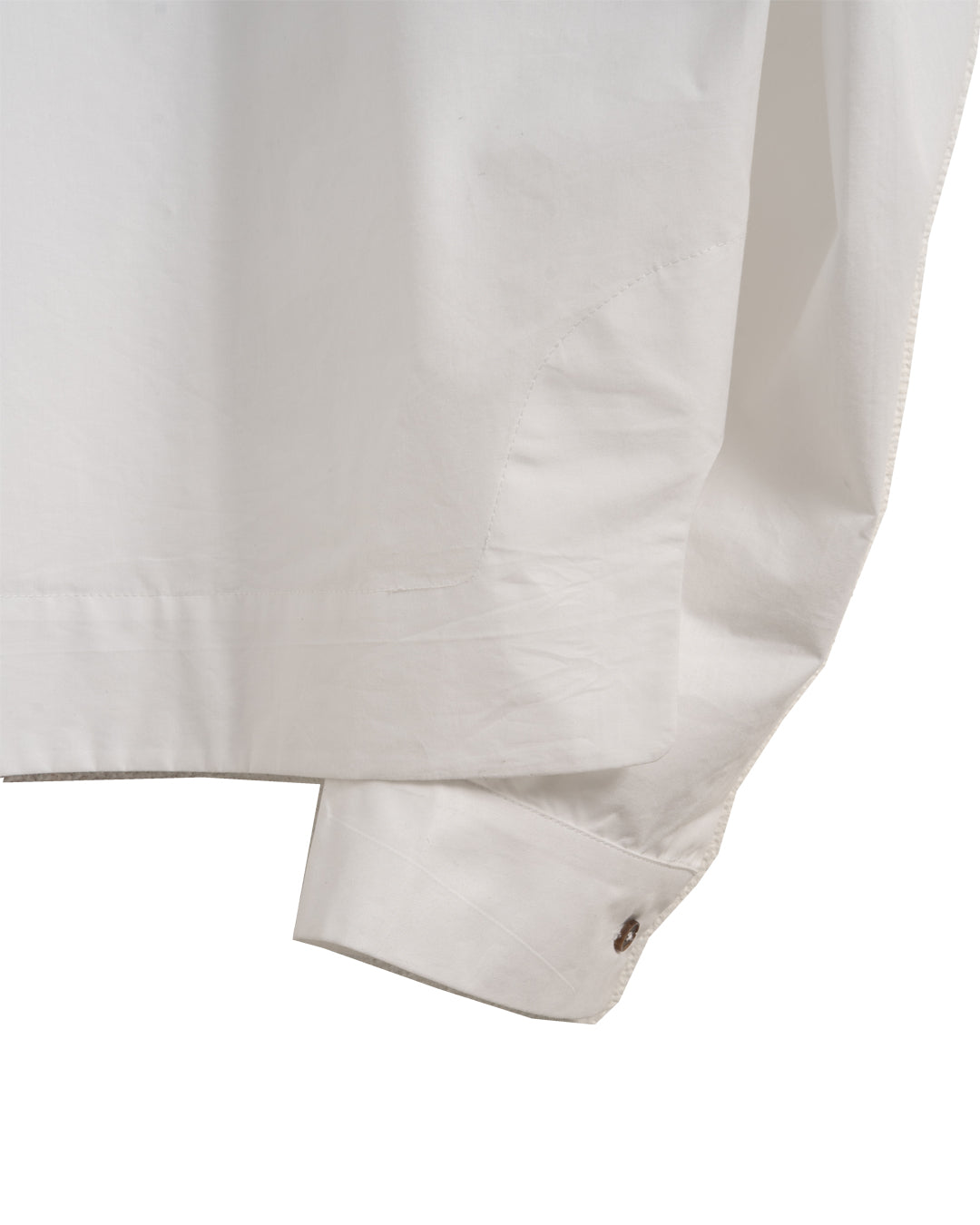 ASYMETRIC COLLARLESS POPLIN SHIRT (WHT)