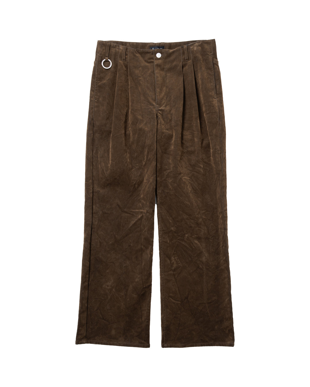 FLOCKED DENIM WIDE TAILORED PANTS (BRN)
