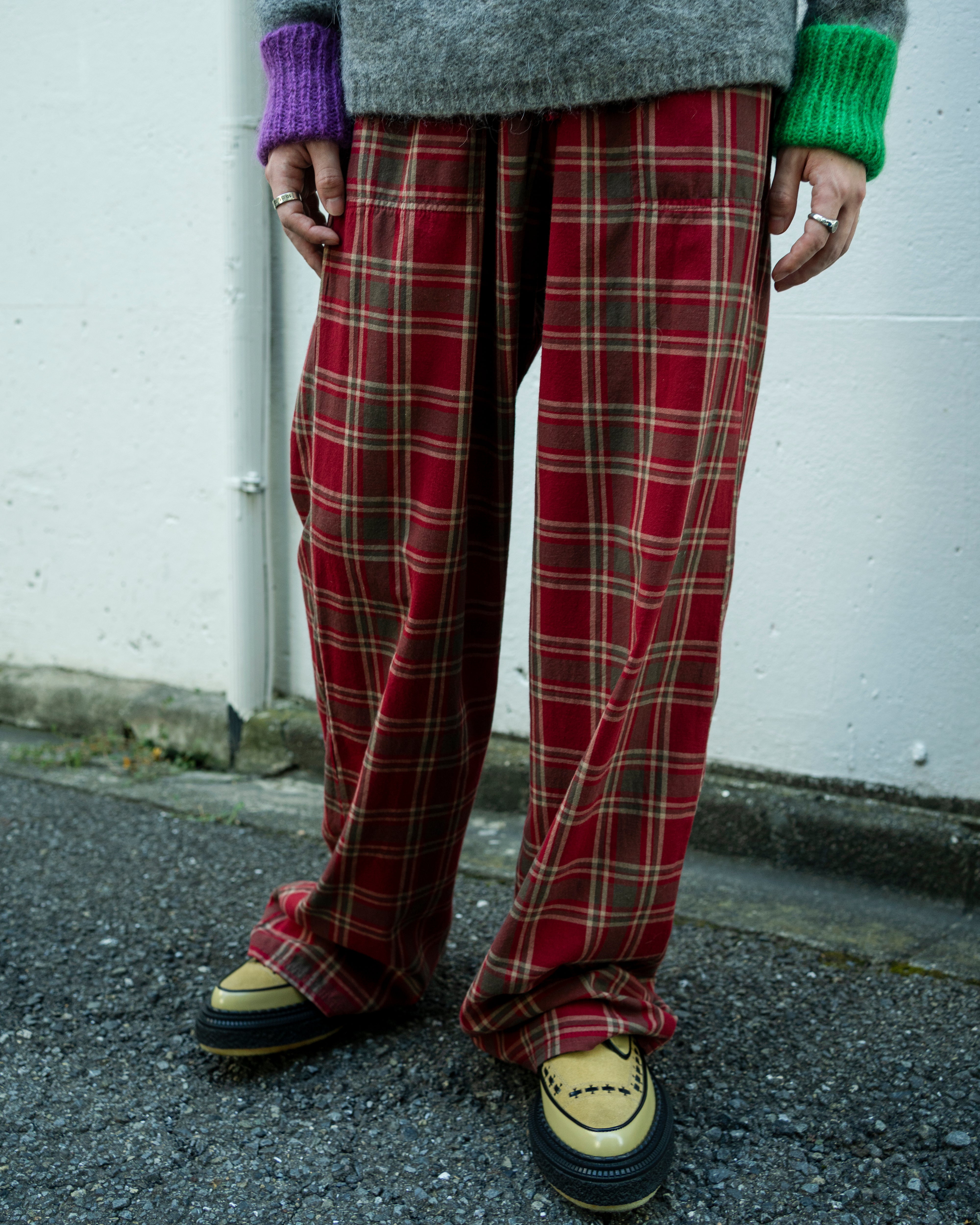 UNISEX PLAID LOUNGE PANTS WOVEN (RED)